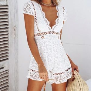 Hello Molly White Switching Keys Romper - Great for rehearsal dinner, brides